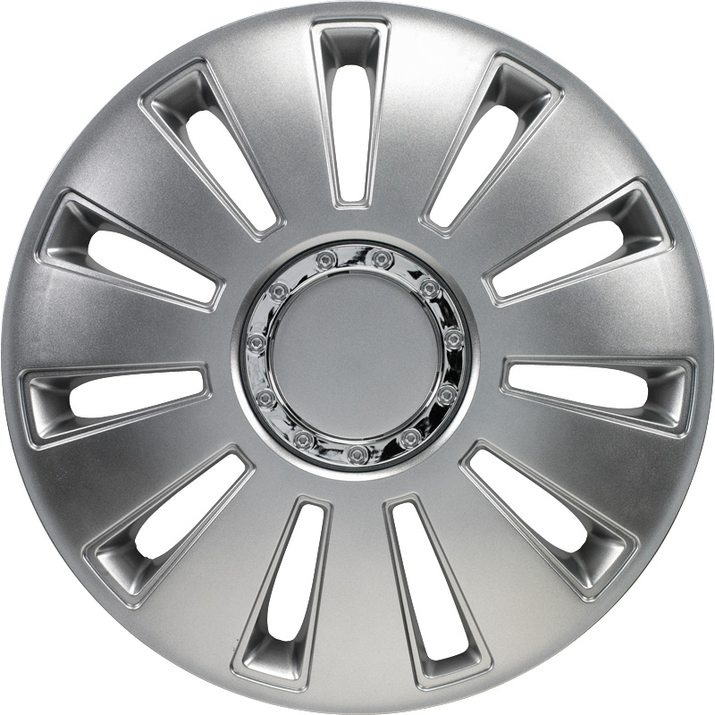 Jeu d'enjoliveurs Silverstone Pro 14-inch argent + anneau chromé