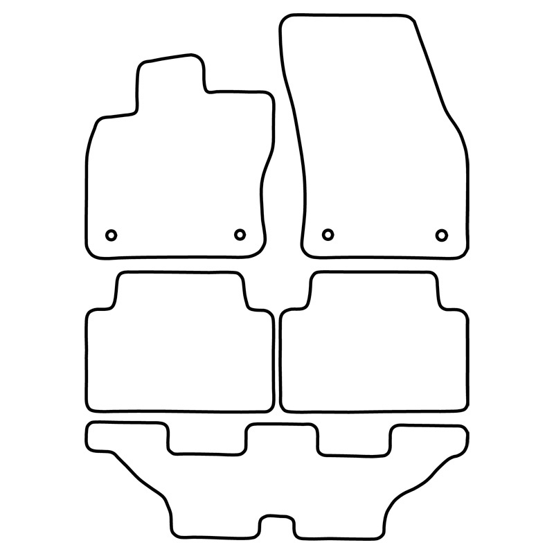 Set de tapis de sol en velours sur mesure pour Volkswagen Touran 2015- (7-Personnes)