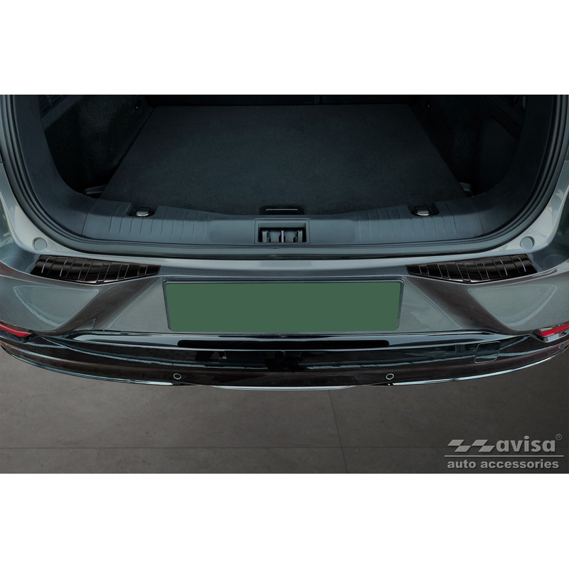 Protection de seuil arrière inox noir sur mesure pour Ford Mustang Mach-E 2020- 'Ribs' (2-pièces)