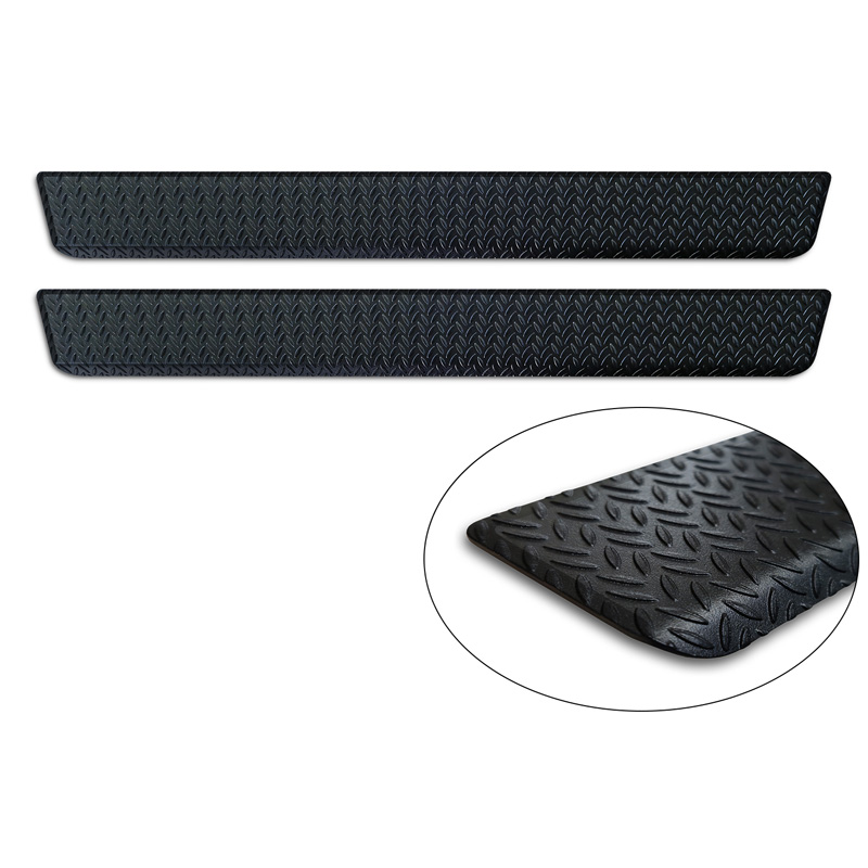 Seuils de portes aluminium 'Riffled Plate' sur mesure pour Volkswagen Caddy V 2020- - 2-pièces - Noir
