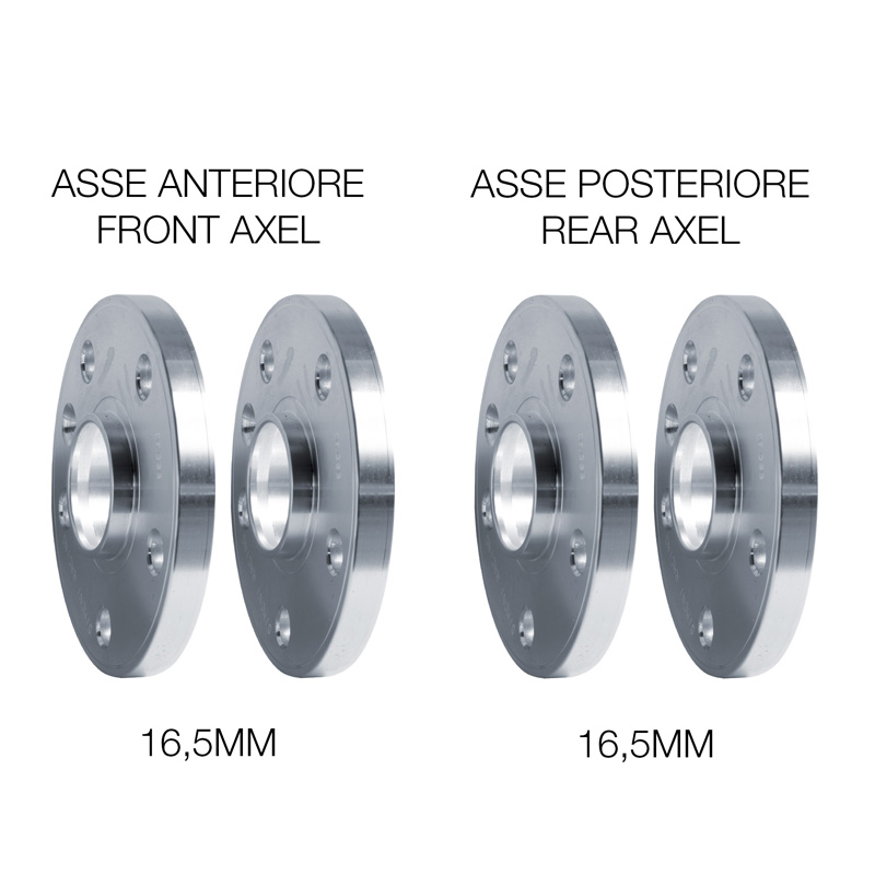 Simoni Racing Kit d'Élargisseurs de Roue en aluminium - 2x16,5mm(AV) - 2x16,5mm(AR) (Moyeu 60,1mm) avec boulons de roue - sur mesure pour Smart divers
