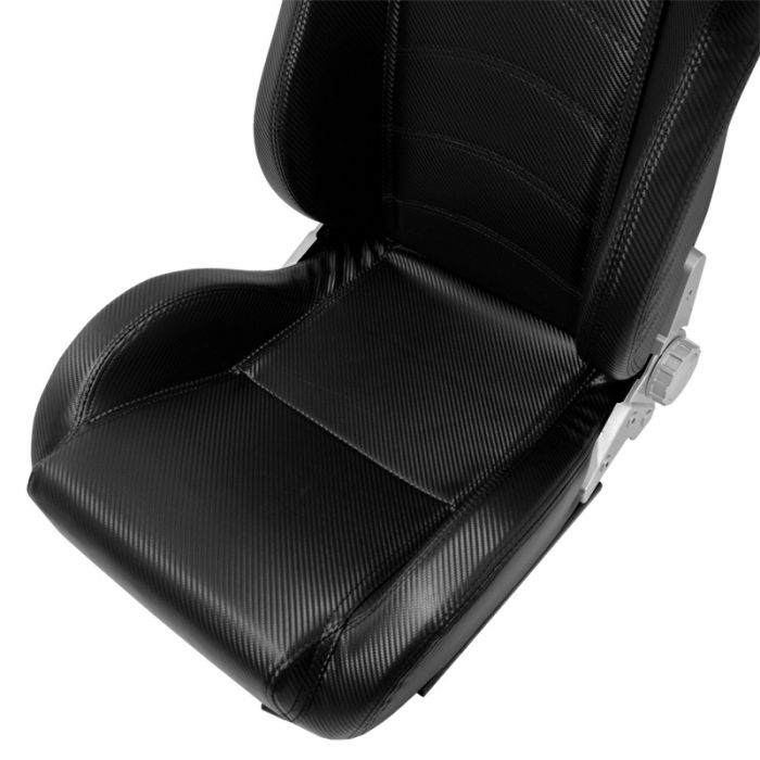 Siège baquet 'DS' - Look-Carboné Simili Cuir - Dossier réglable - incl. glissières