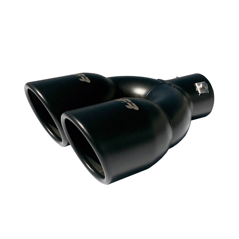 Simoni Racing Embout d'Échappement Rond Double Inox - Noir - Ø90xL240mm - Montage ->34-57mm