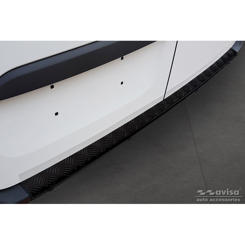 Protection de seuil arrière en aluminium noir mat sur mesure pour Mercedes Sprinter III 2018- 'Riffled plate'