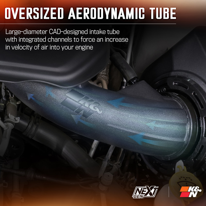 K&N NextGen d'admission d'air froid  sur mesure pour Jeep Grand Cherokee 2016-2022 & Dodge Durango 2016- 3.6L V6 (50-1572)