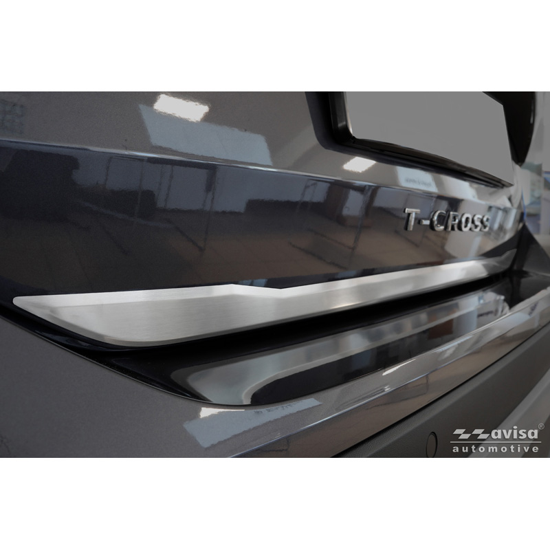 Avisa Revêtement d'habillage du hayon du coffre inox brossé sur mesure pour Volkswagen T-Cross 2019-2024 & Facelift 2024-