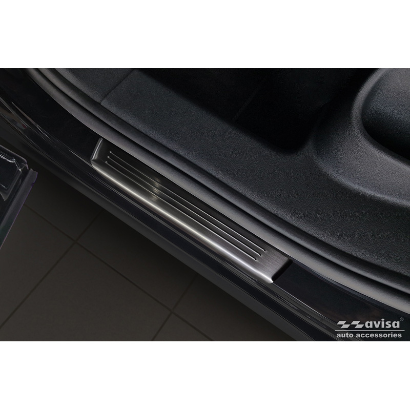 Seuils de portes inoxydable noir sur mesure pour Volkswagen Tiguan III (CT1) 2024- - 'Lines' - 4-pièces
