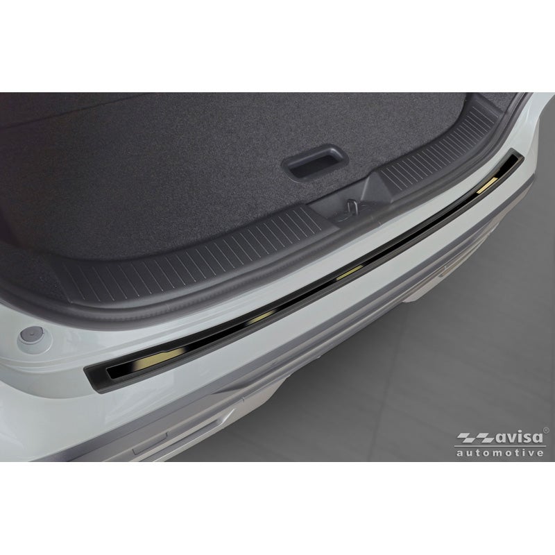 Avisa Protection de Seuil de Coffre Acier Inox Shadow Premium sur mesure pour Nissan Qashqai III (J12) 2021-2024 & Facelift 2024- - Noir / Noir Brillant