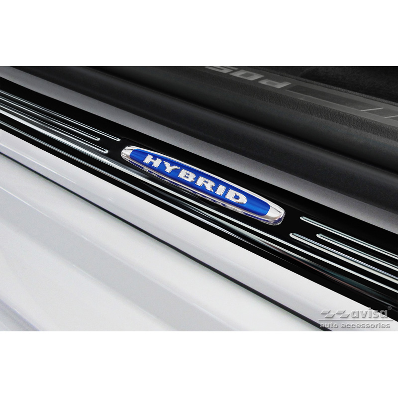 Seuils de portes inoxydable noir luisant sur mesure pour BMW X7 G07 2019- 'Hybrid' - 4-pièces