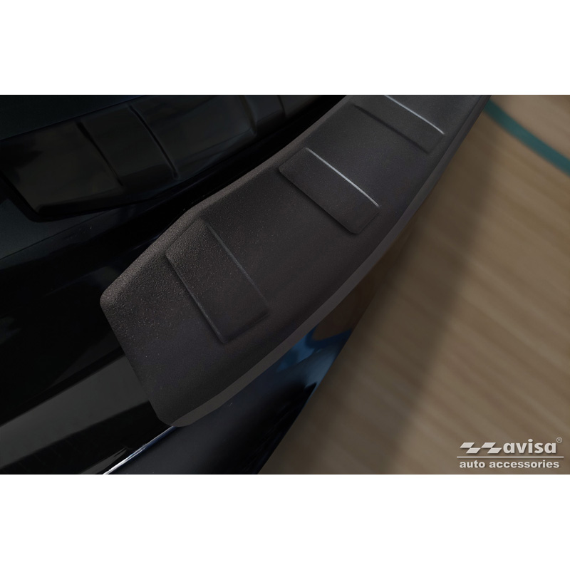 Protection de seuil arrière inox noir mat sur mesure pour BMW i3 (i01) 2013-2017 & FL 2017-2022 'Ribs'