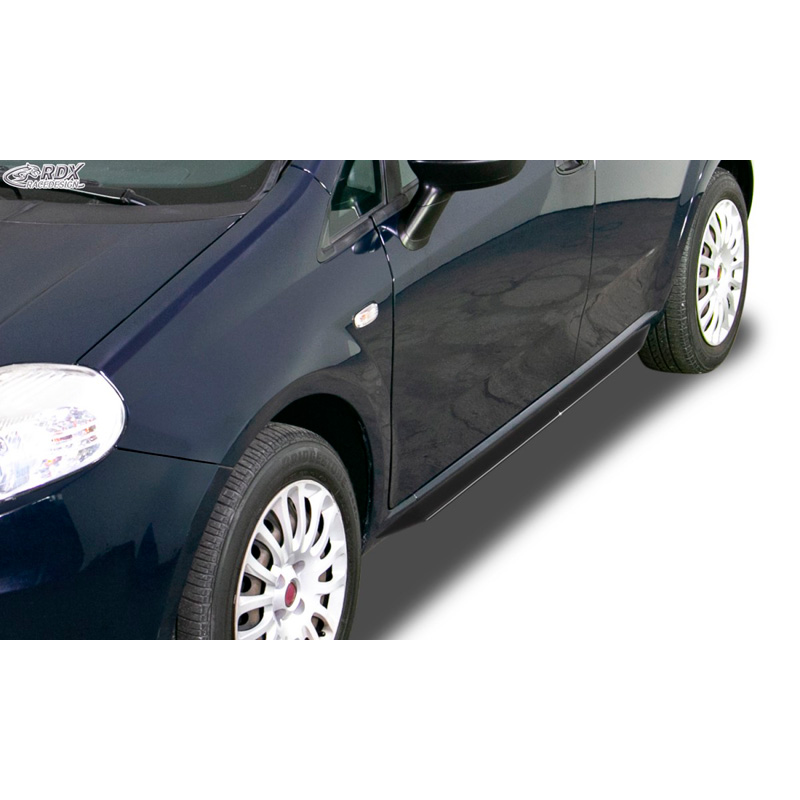 Jupes latérales 'Slim' sur mesure pour Fiat Grande Punto 2005- & Punto Evo 2009- (ABS noir luisant)