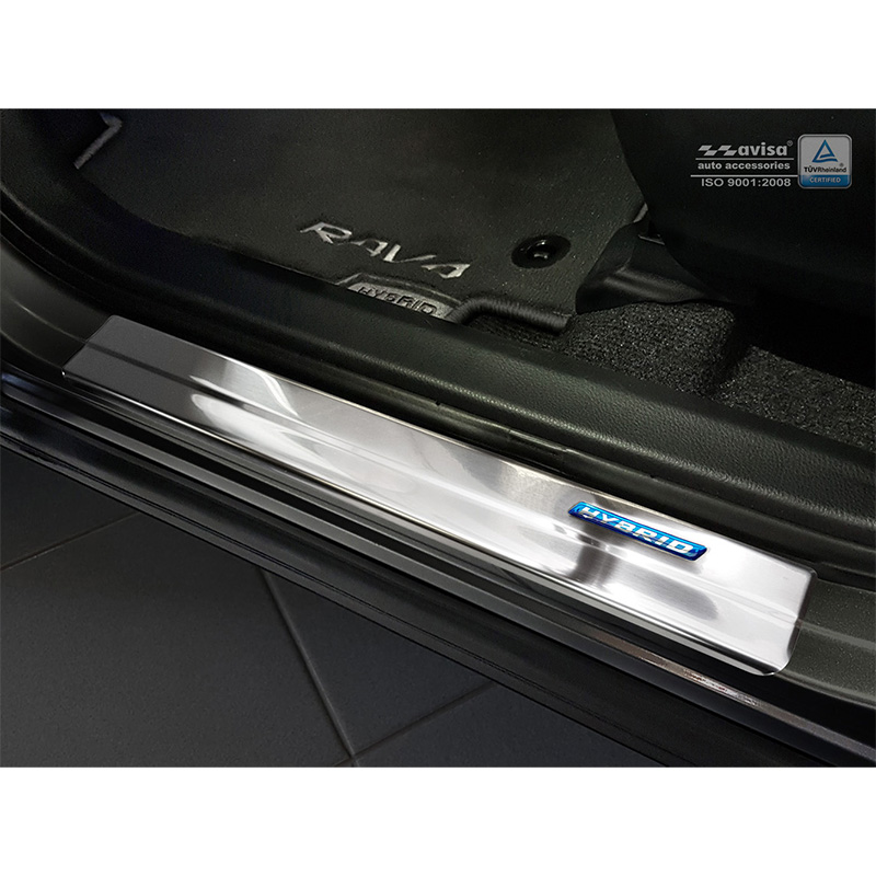Seuils de portes inoxydable sur mesure pour Toyota C-HR 2016-2019 & FL 2019-2023 & RAV4 IV FL 2016-2018 & Lexus NX 2014-2021 - 'Hybrid' - 4-pièces