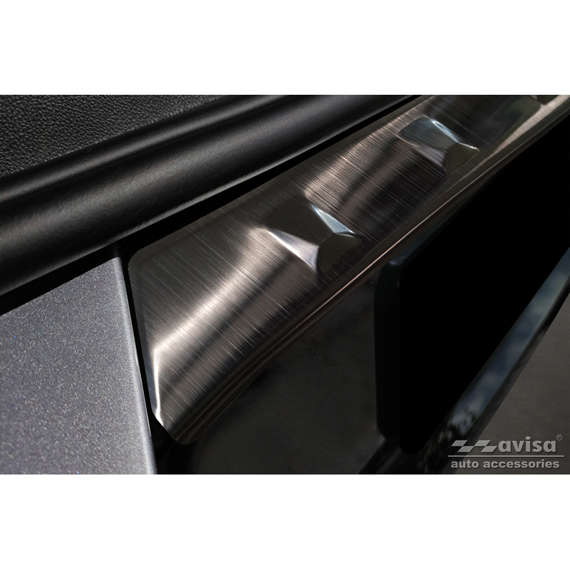 Protection de seuil arrière inox noir sur mesure pour Opel Grandland X Facelift 2021- 'Ribs'