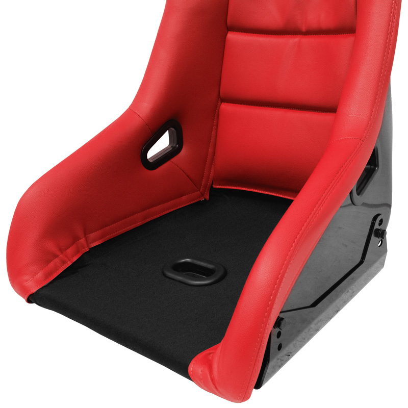 Siège baquet 'BS1' - Simili Cuir Rouge - Dossier fixe en polyester - incl. glissières