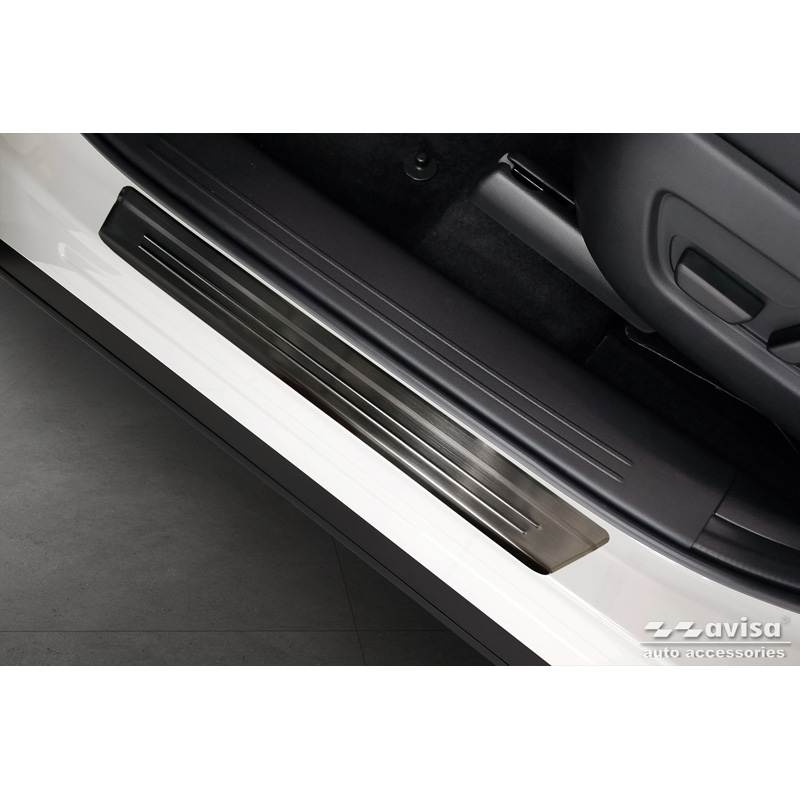 Seuils de portes inoxydable noir sur mesure pour Mazda CX-60 (KH) 2022- - 'Lines' - 4-pièces