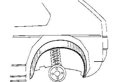 spatbordrand, binnen, smal, links VW Golf 1, 1974-1983