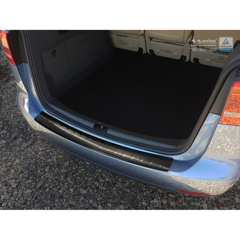 Protection de seuil arrière inox noir sur mesure pour Volkswagen Touran II 2010-2015 'Ribs'