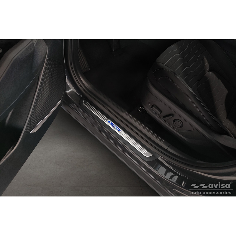Seuils de portes inoxydable sur mesure pour Kia Sportage V 2021- 'Hybrid' - 2-pièces