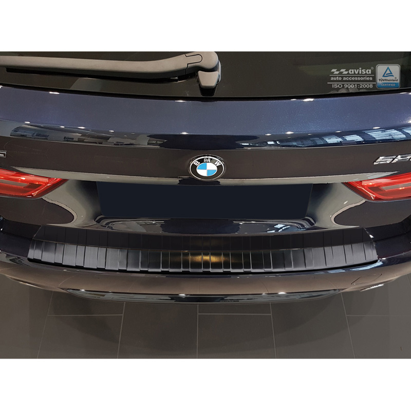 Protection de seuil arrière inox noir sur mesure pour BMW Série 5 G31 Touring 2017-2020 excl. M-Sport 'Ribs'