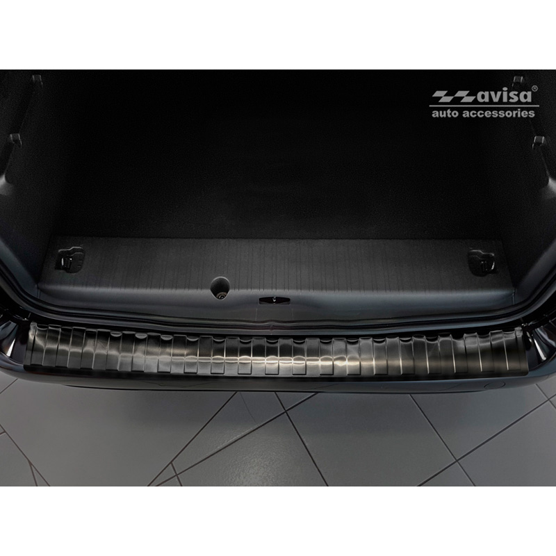 Protection de seuil arrière inox noir sur mesure pour Citroën Berlingo (Multispace) & Peugeot Partner 2008-2015 & 2015-2018 & 2018- & Peugeot Rifter 2018- & Opel Combo E 2018- & Toyota Proace City/Verso 2019- & Fiat Doblo 2022-