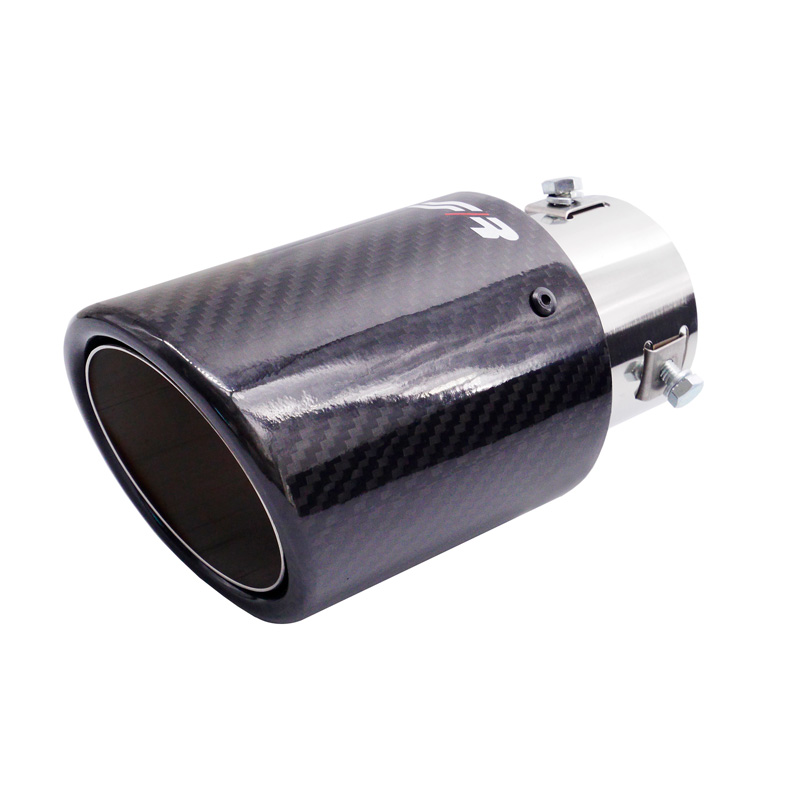 Simoni Racing Embout d'Échappement Rond/Oblique Carboné-Brilliant+Inox - Ø89xL170mm - Montage 38-63mm