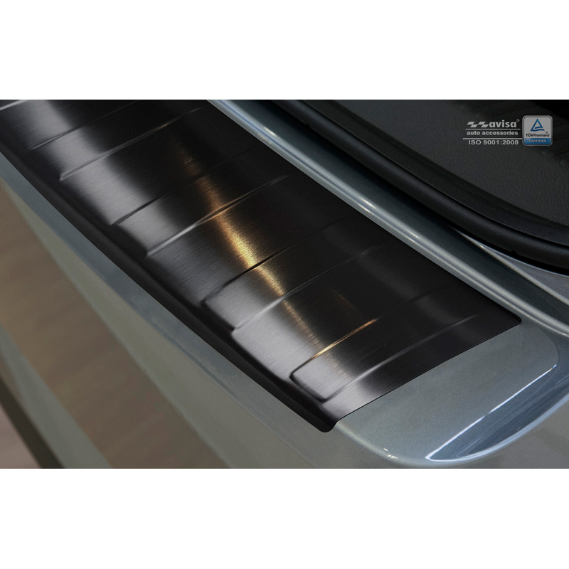 Protection de seuil arrière inox noir sur mesure pour Skoda Superb 3V Liftback 2015- 'Ribs'
