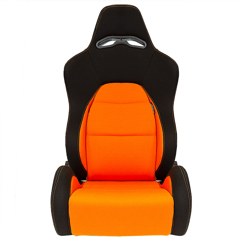 Siège baquet 'Eco' - Noir/Orange - Dossier réglable - incl. glissières