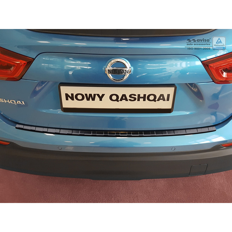 Protection de seuil arrière inox noir sur mesure pour Nissan Qashqai II Facelift 2017-2021 'Ribs'