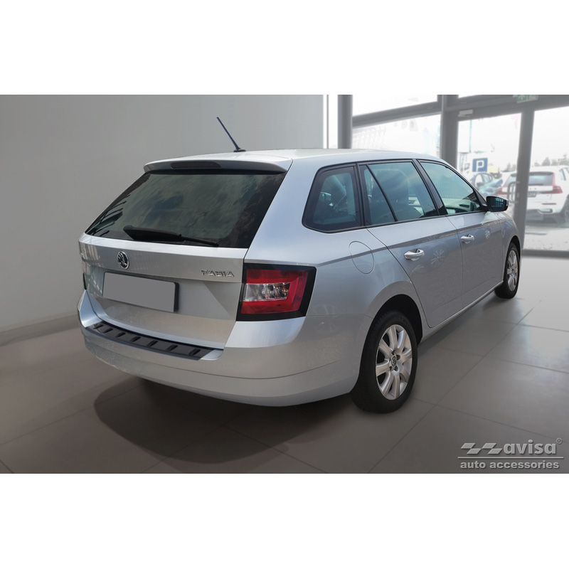 Protection de seuil arrière inox noir sur mesure pour Skoda Fabia III Combi 2014-2018 'STRONG EDITION'