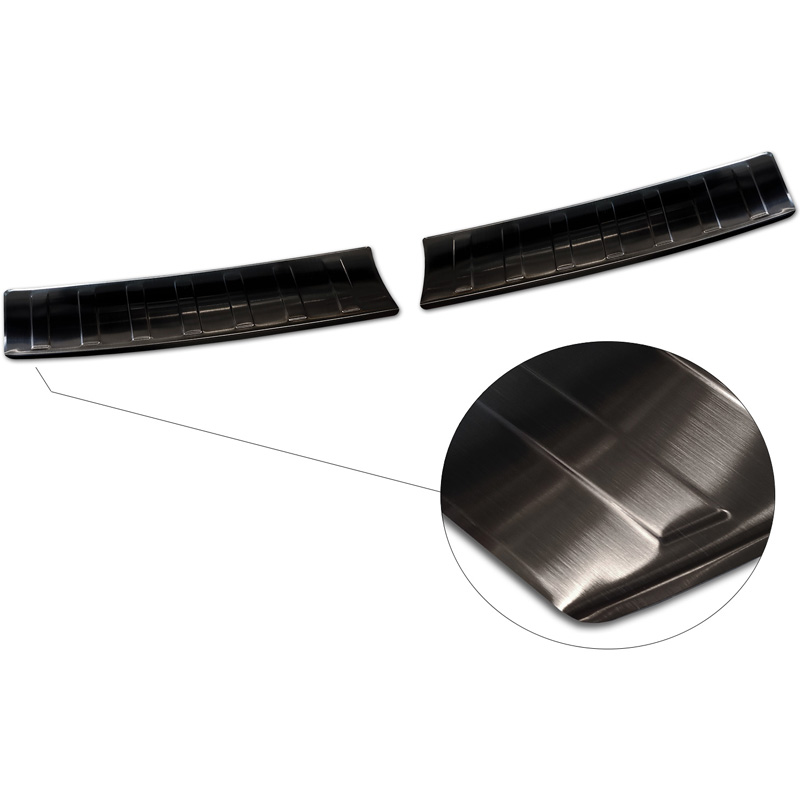 Protection de seuil arrière inox noir sur mesure pour Opel Mokka II 2020- 'Ribs' (2-piecès)