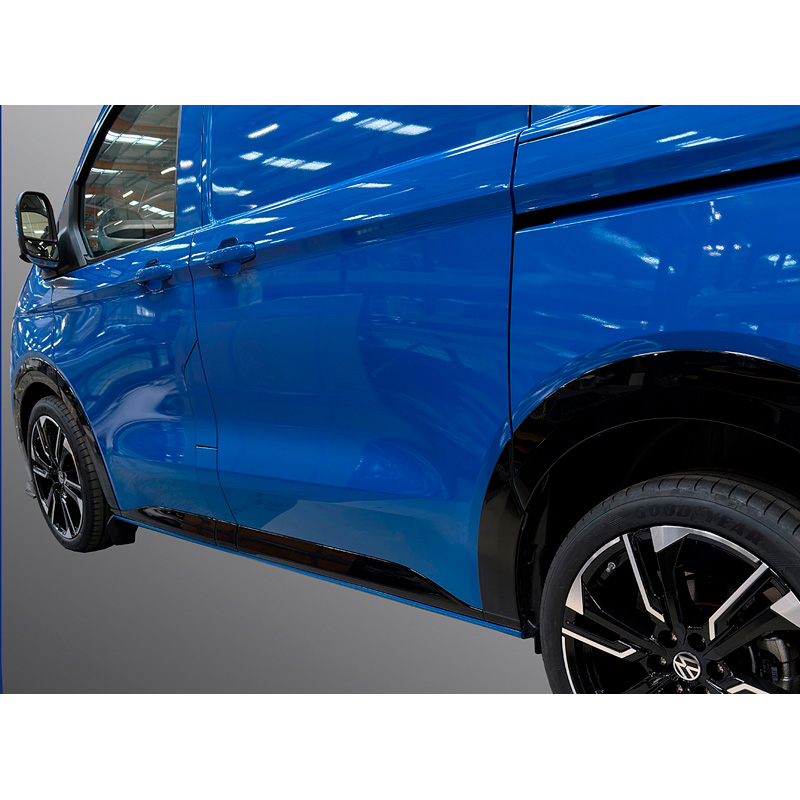 RGM Set Couvres de chassis latérales sur mesure pour Volkswagen Transporter T7 2024- & Ford Transit/Tourneo Custom 2023- empattement court - Noir brillant