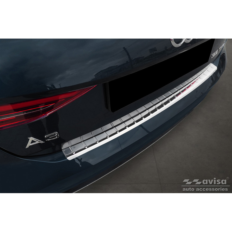Protection de seuil arrière inox sur mesure pour Audi A3 (8Y) Sportback 2020- 'Ribs'
