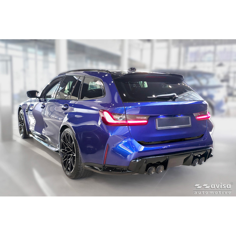 Avisa Moulure de hayon en Inox Noir Chrome sur mesure pour BMW Série 3 Touring (G21) M-Sport Facelift 2022-