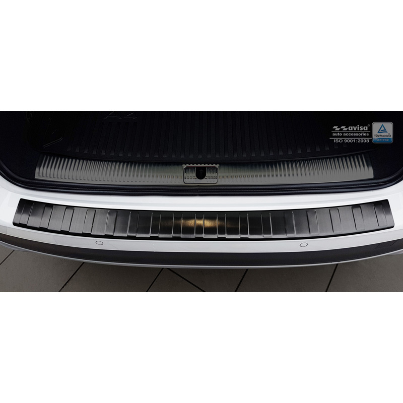 Protection de seuil arrière inox noir sur mesure pour Audi A4 B9 Allroad 2016-2019 & FL 2019- 'Ribs'