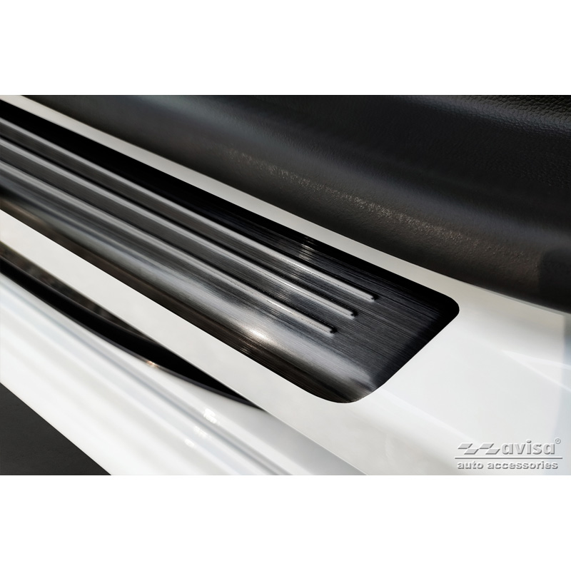 Seuils de portes inox noir sur mesure pour Renault Kangoo III Furgon & Nissan Townstar & Mercedes Citan 2021- - 'Special Edition' - 4-pièces
