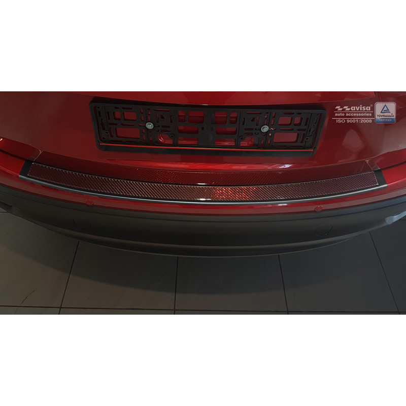 Protection de seuil arrière inox 'Deluxe' sur mesure pour Mazda CX-5 2014- Noir/Carboné noir-rouge