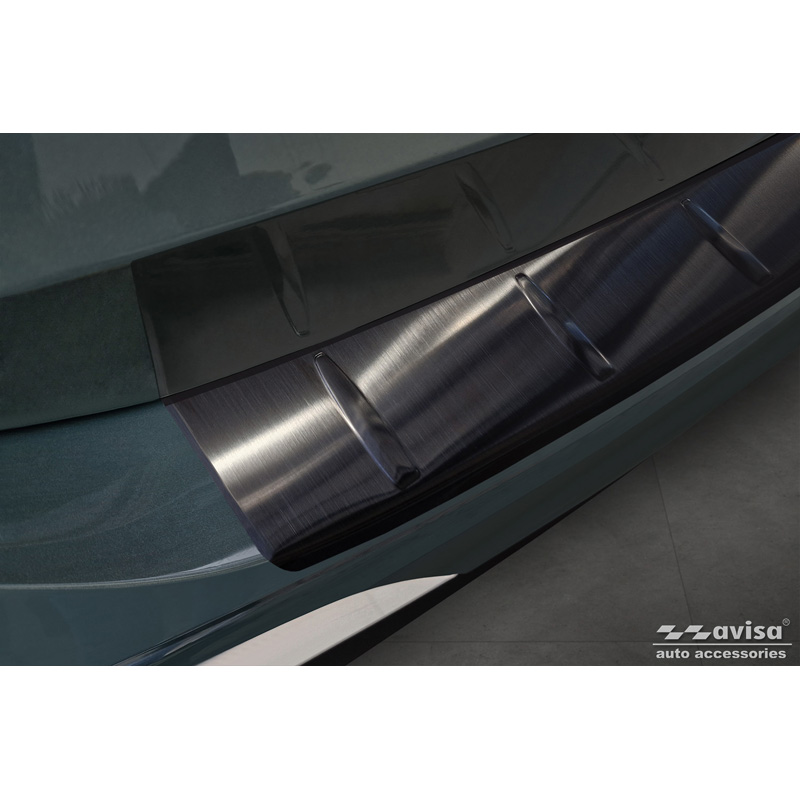 Protection de seuil arrière inox noir sur mesure pour Volkswagen Tiguan (CT1) 2024- 'Ribs'