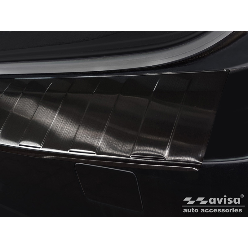 Protection de seuil arrière inox noir sur mesure pour Volkswagen Volvo V70 Facelift 2013-2016 'Ribs'