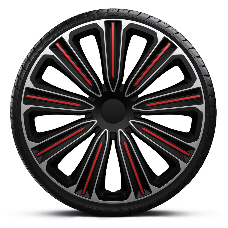 Jeu d'enjoliveurs J-Tec Rosso 15-inch argent/noir/rouge