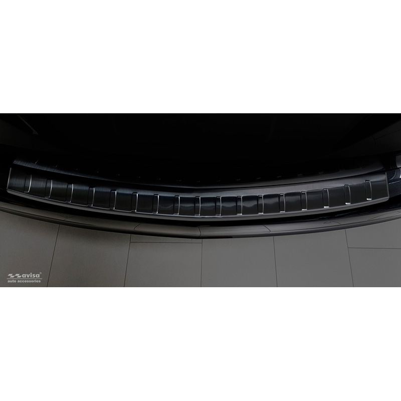 Protection de seuil arrière inox noir sur mesure pour Opel Zafira C Tourer 2012-2016 & Facelift 2016- 'Ribs'