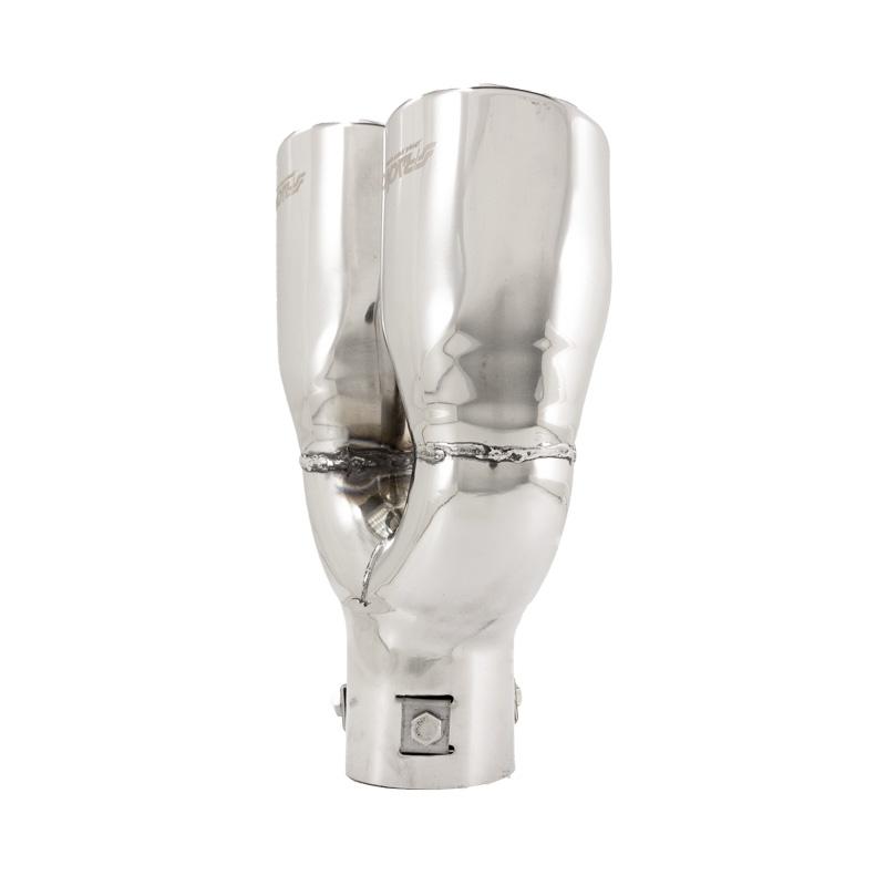 Simoni Racing Embout d'Échappement Ovale Double/Oblique Inox - 167x67xL220mm - Montage 37->57mm - à gauche
