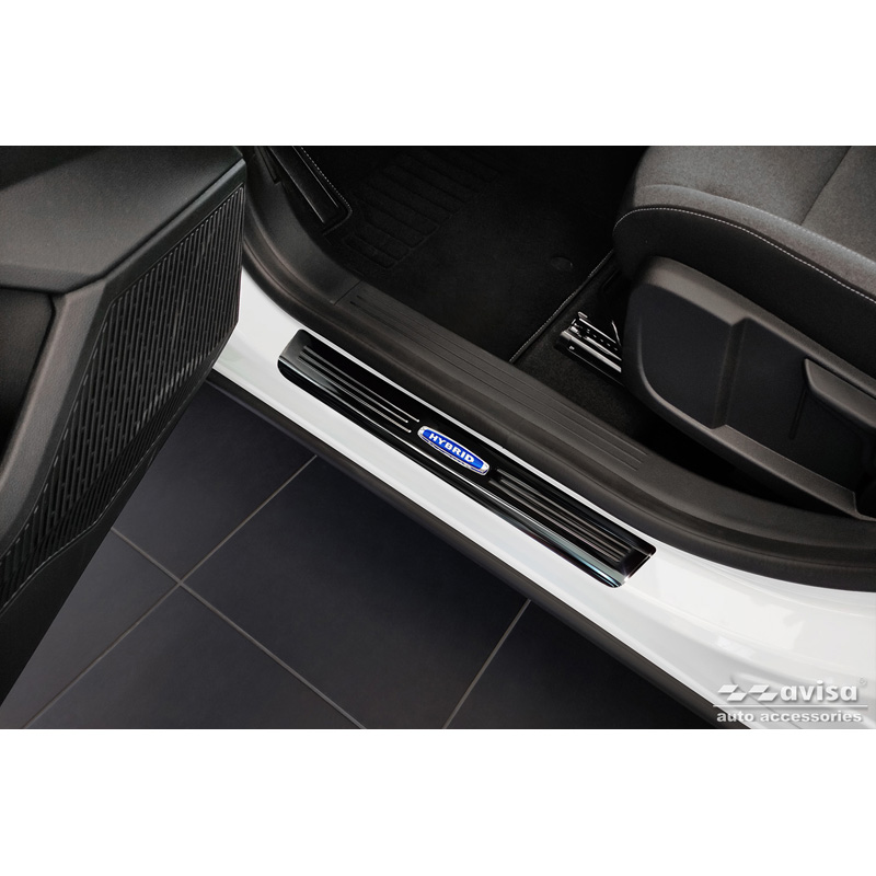 Seuils de portes inoxydable noir sur mesure pour Renault Austral (RHN) 2022- 'Hybrid' - 2-pièces