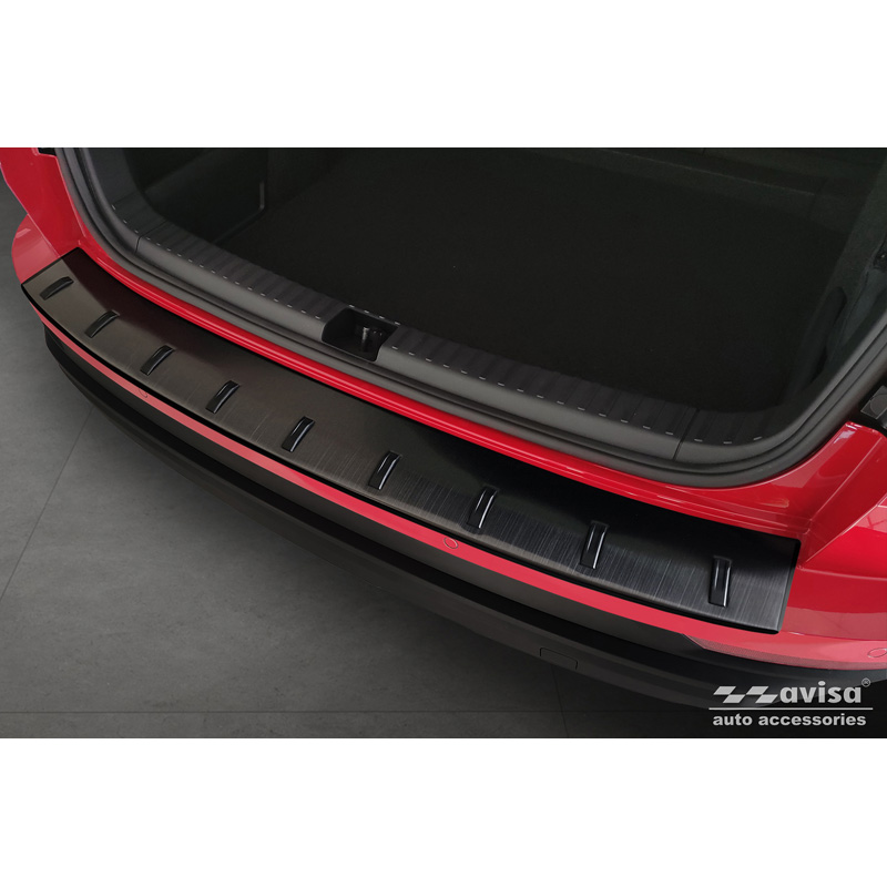 Protection de seuil arrière inox noir sur mesure pour Skoda Karoq (NU7) Facelift incl. Sportline 2022- 'STRONG EDITION'