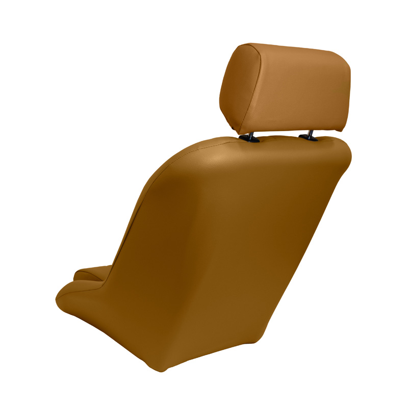 Siège baquet 'Classic' - Simili Cuir Beige - Dossier fixe + Appuie-tête - incl. glissières