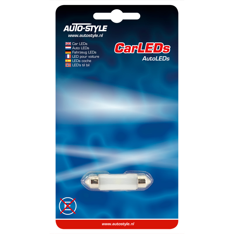 Festoon Ampoule SuperLED 3D 12V/1W Blanc 10x42mm, la pièce (8000K)