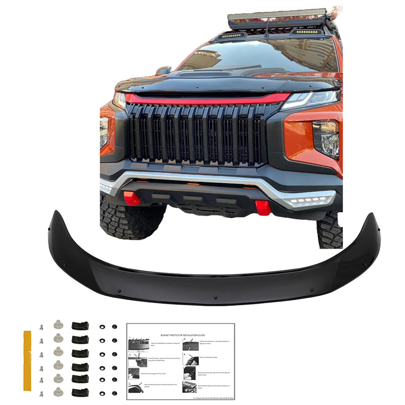 Protection du capot sur mesure pour Mitsubishi L200 Triton 6 2019- - Noir brillant