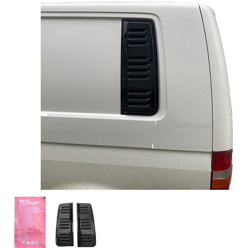 Oneway Jeu de prises d'air (latérales) sur mesure pour Volkswagen Transporter T5.1/T6/T6.1 2010-2022 (Chassis longue) - Noir brillant