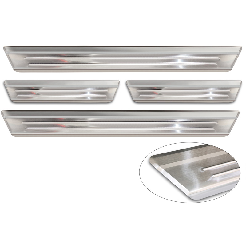 Seuils de portes inoxydable sur mesure pour Mazda CX-60 (KH) 2022- - 'Lines' - 4-pièces