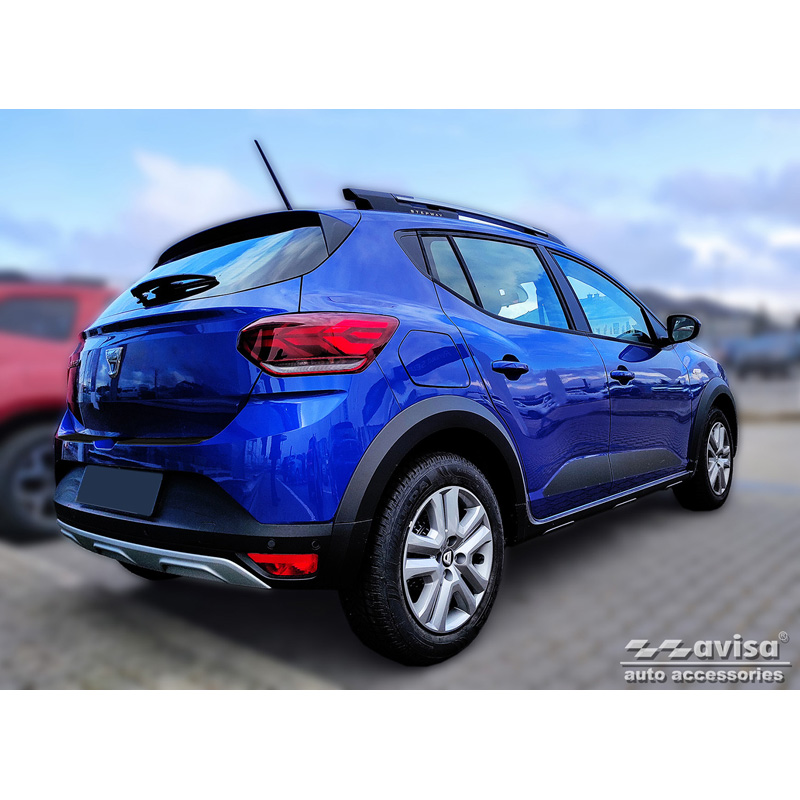 Protection de seuil arrière inox noir sur mesure pour Dacia Sandero III 2020-2022 & Facelift 2022- 'Ribs' incl Stepway (2-pièces)