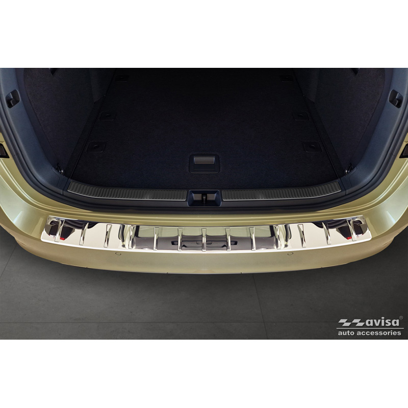 Protection de seuil arrière inox Chrome sur mesure pour Skoda Superb IV Combi 2023- 'Ribs'